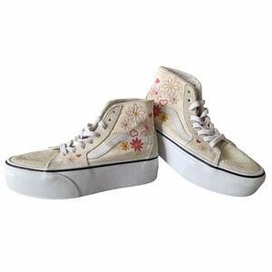 Vans Sk8-Hi Tapered Stackform Marshmallow White Floral Platform Shoes Women 5.5